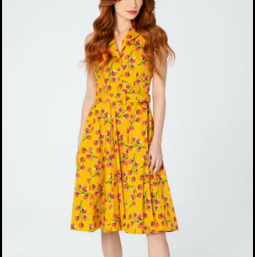 Miss Lulo Julie Veggies Pinup Inspired Dress Tomato Print Women's Size XS